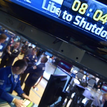 A clock counts down to the US government shutdown at the New York Stock Exchange. Photo: EPA