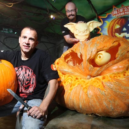 Ocean Park chairman Allan Zeman's face on pumpkin promotes Halloween
