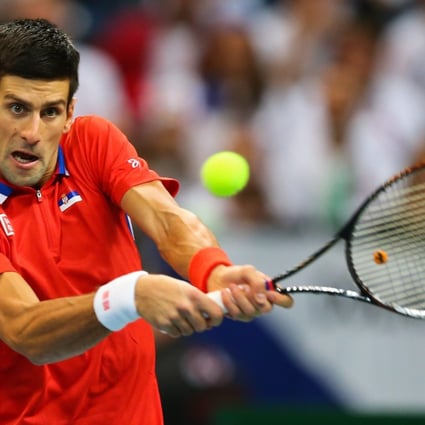 Novak Djokovic battles Radek Stepanek during their Davis Cup final match in Belgrade. Photo: EPA