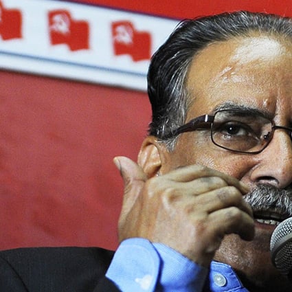 Unified Communist Party of Nepal (Maoist) chairman Pushpa Kamal Dahal, also known as 'Prachanda', speaks during a press conference in Kathmandu on Thursday. Photo: AFP