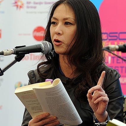 US author Amy Chua reads an excerpt from her book "Tiger Mothers" at the Jaipur Literature Festival. Photo: AFP