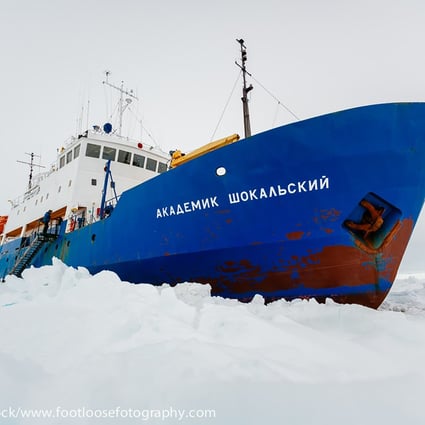 The MV Akademik Shokalskiy, a Russian scientific research vessel, awaits rescue while trapped in the ice off Antarctica. Photo: AFP