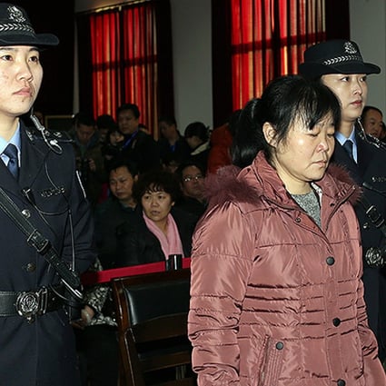 Zhang Shuxia appears at Weinan Intermediate People's Court in Shaanxi province on Monday. Photo: Xinhua
