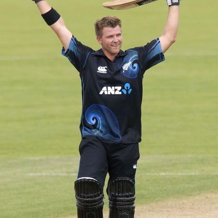 New Zealand's Corey Anderson celebrates his century during the third ODI against the West Indies on Wednesday. Photo: AFP