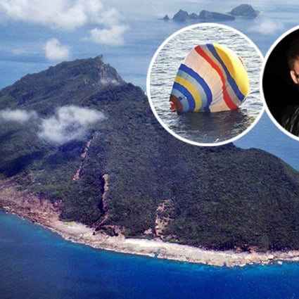 Xu Shuaijun (top, right) attempted to fly to the disputed Diaoyu Islands on a hot-air balloon, but crash-landed into the sea. Photos: AFP, SCMP
