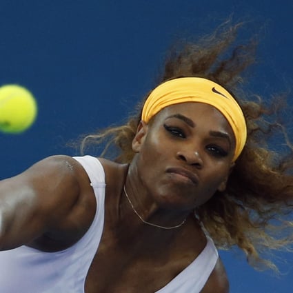 American Serena Williams sends down a powerful serve  against Slovakia's Dominika Cibulkova. Photo: Reuters