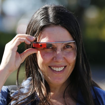 Cecilia Abadie wears her Google Glass device. Photo: Reuters