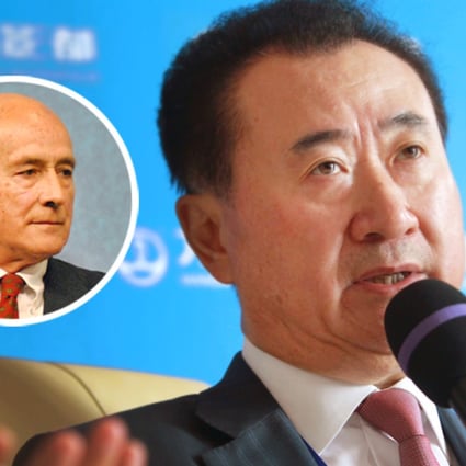 Wanda Group chairman Wang Jianlin and Joseph Nye (insert) both spoke in Davos on Thursday. Photo: SCMP Pictures