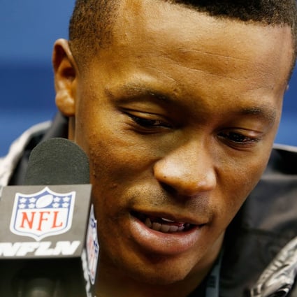 Broncos wide receiver Demaryius Thomas openly talks about his jailed mother and grandmother during Super Bowl XLVIII Media Day at the Prudential Centre in Newark, New Jersey. Photo: AFP
