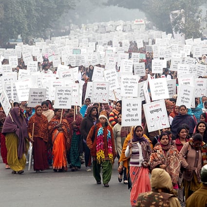 Hundreds march calling for increased safety for women amid rising anger about the treatment of women in India. Photo: EPA