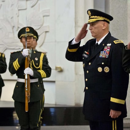 US Army Chief of Staff Raymond Odierno and General Wang Ning salute while reviewing an honour guard in Beijing. Photo: Reuters