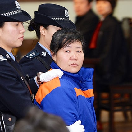 Zhang Shuxia was given a suspended death sentence for abducting newborn babies and selling them to traffickers in Shaanxi province in January. Photo: Reuters
