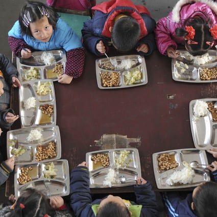 Children have lunch in their classroom at a kindergarden in Jiaxing. Photo: Reuters