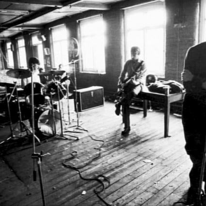 Left to right: Bernard Sumner, Stephen Morris, Hook and Ian Curtis as Joy Division. 