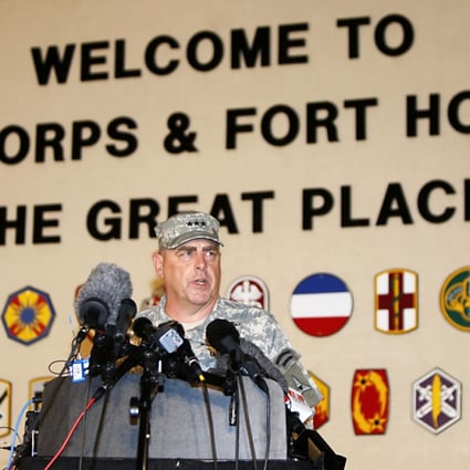 Lieutenant General Mark Milley addresses the media during a news conference at the entrance to Fort Hood Army Post in Texas. Photo: Reuters