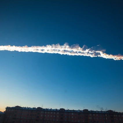 A meteorite contrail over the Ural Mountains' city of Chelyabinsk, about 1,500 kilometres east of Moscow, Russia pictured in February 2013. Photo: AP