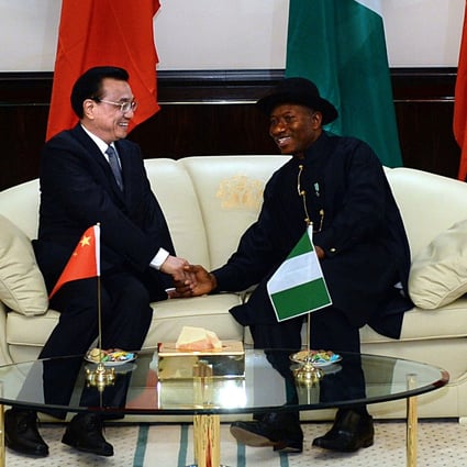 Premier Li Keqiang and Nigerian President Goodluck Jonathan. Li has pledged to assist Nigeria in its fight against Islamic militant group Boko Haram. Photo: AFP