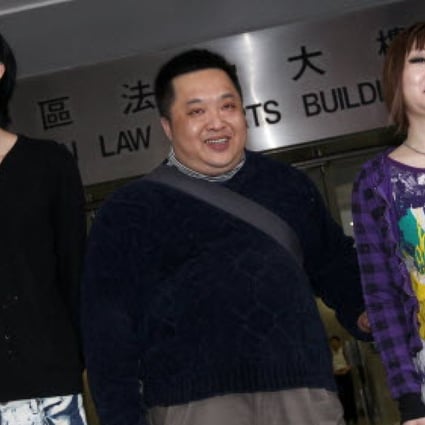 (From left to right) Billy Chiu Hin-chung, Dickson Cheung Hon-yin and Tse Wing-man appear in the eastern court after they are accused of trespassing at the PLA headquarters. Photo: Dickson Lee