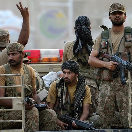 Pakistani army soldiers on patrol in Bannu. Photo: AFP