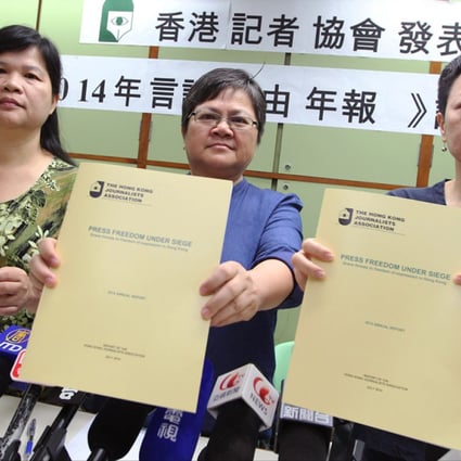 (From left) Mak Yin-ting, Sham Yee-lan and Shirley Yam present the report. Photo: SCMP