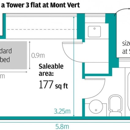 The smallest flat at Mont Vert, at 177 sq ft, is not being offered in the first batch for sale.