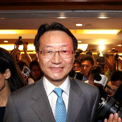 Ambrose Lam announces his resignation as Law Society president on Tuesday. Photo: Sam Tsang