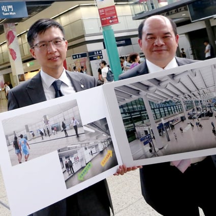 Patrick Cheng (left) and Francis Li briefed reporters on the shop closures and the construction work soon to get underway at Hung Hom Station. Photo: David Wong