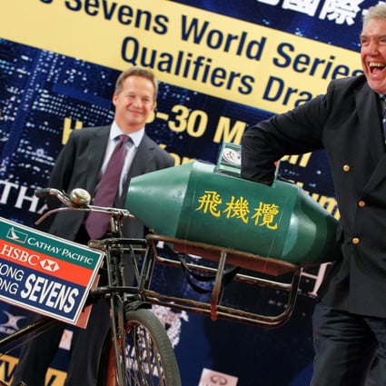Trevor Gregory (right), chairman of the Hong Kong Rugby Football Union, at the official draw for the Cathay Pacific/HSBC Hong Kong Sevens earlier this year. Photo: Nora Tam/SCMP