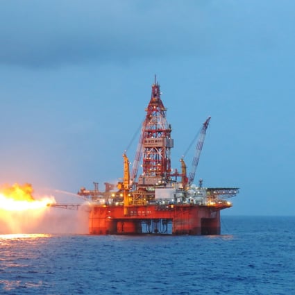 CNOOC said that its semi-submersible rig, a structure that was at the centre of a dispute with Vietnam, had found a deepwater gas field about 150km south of Hainan. Photo: Xinhua