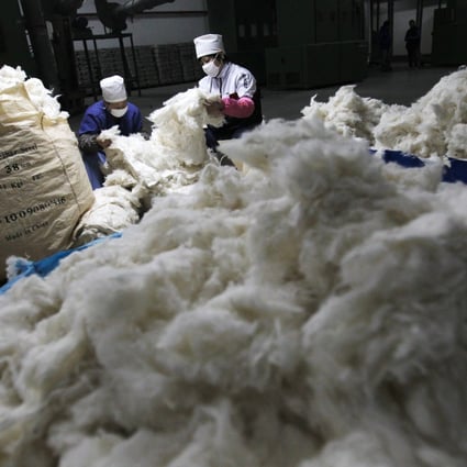 Non-quota imports are subject to a 40 per cent tariff, so the restricted availability of import quotas will dampen mainland demand for foreign cotton. Photo: EPA