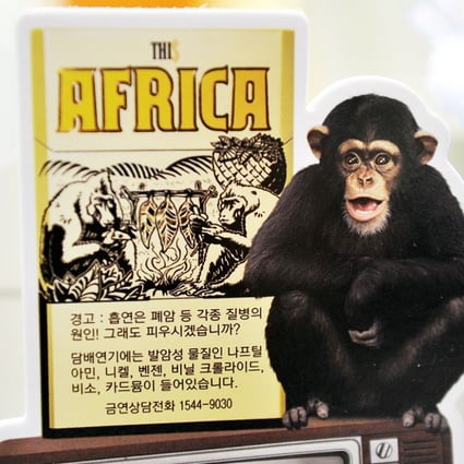 A controversial cigarette advert featuring a chimpanzee. Photo: AFP