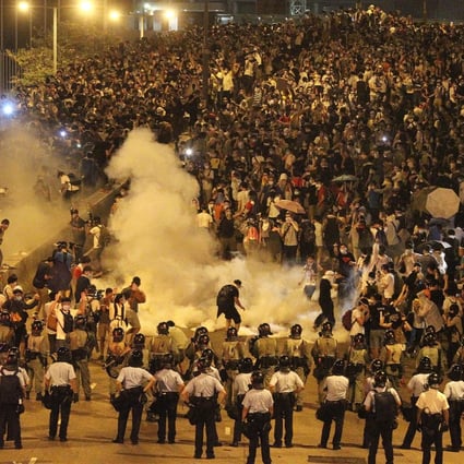 Tear gas was used on thousands of Occupy Central demonstrators in Admiralty on September 28.