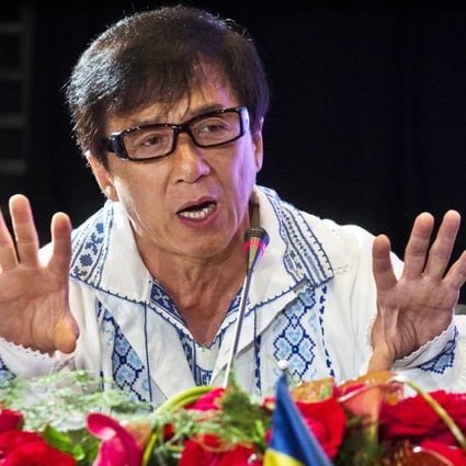 Jackie Chan speaks during a press conference which opened a Chinese Film Festival in Romania last month. Photo: AFP