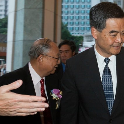 Leung Chun-ying arrives at a private event on Wednesday. Photo: EPA