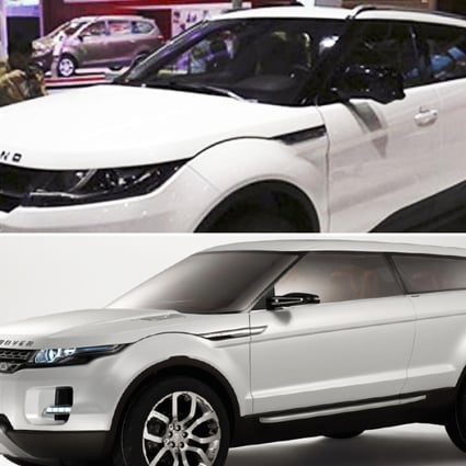 The mainland-produced LandWind X7 which is seen as a lookalike of the luxury sport-utility vehicle Evoque (top). Photos: SCMP Pictures