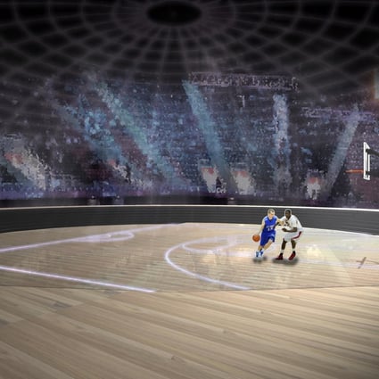 The digital gaming arena, with hi-tech screens on all surfaces, creates an interactive 3D environment. It can be turned into a basketball court. Illustration: Anzon Wong