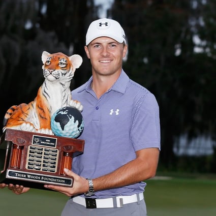 Jordan Spieth with the attractive and tasteful trophy. Photo: AFP
