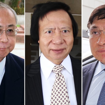 Rafael Hui Si-yan (left) is accused of taking HK$28.8 million of cash and inducements from SHKP's Thomas Kwok Ping-kwong (centre) and Raymond Kwok Ping-luen (right). Photos: K.Y. Cheng, Edward Wong