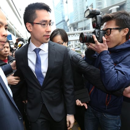 Adam Kwok leaves court after his father's sentencing. Photo: Nora Tam