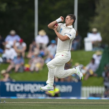 New Zealand's Trent Boult moves in for another delivery against Sri Lanka in Christchurch on Saturday. Boult took three for 25 as Sri Lanka crumbled in their first innings. Photo: AFP