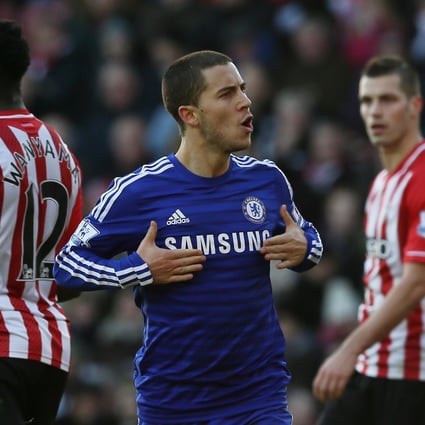 Chelsea's Eden Hazard celebrates after scoring in their 1-1 draw with Southampton. Photo: AP
