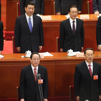 Ling Jihua (bottom left) attending a CPPCC session in March last year, alongside some of the China's top leaders. Photo: Simon Song