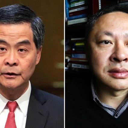 Chief Executive Leung Chun-ying (left) was apparently referring to the leaked emails that showed Occupy co-founder Benny Tai (right) had forwarded HK$1.45 million in donations from at least one anonymous donor to his employer to cover some of the expenses incurred by the Occupy movement. Photos: Felix Wong, Jonathan Wong