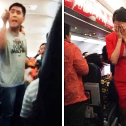 Chinese tourists behaving badly on a flight from Bangkok, who left a stewardess (right) in tears, were branded 'barbarians' by state media last month. Photo: SCMP Pictures
