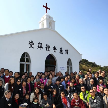 Villagers gather for the reopening of the Yan Kwong Lutheran Church in Ma On Shan. Photo: Dickson Lee