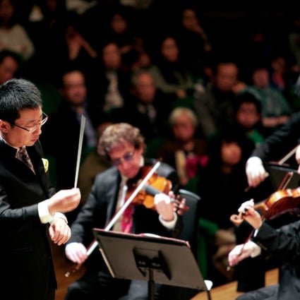 The MedArt Orchestra in action under the baton of guest conductor Li Xincao (left). Photo: Fritz Wong