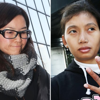 Defendant Ngan Suk-wai (left) pleaded not guilty to one charge of wounding Anis Andriyani (right) with intent. Photos: David Wong, K.Y. Cheng