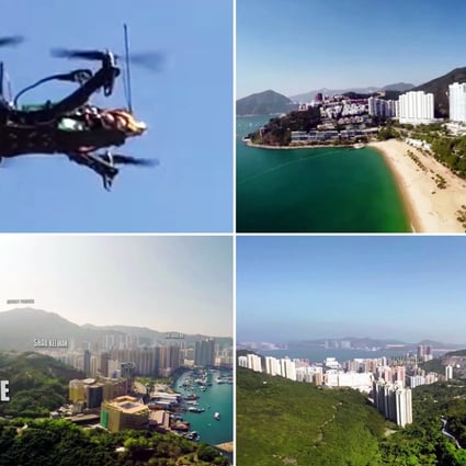 The quadcopter, carrying a piece of chocolate, takes off from Tseung Kwan O, bound for Repulse Bay, Shau Kei Wan and Chai Wan. Photo: Screengrab