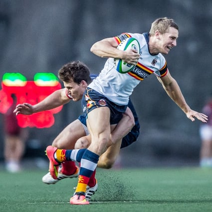 Tom McQueen is back from national sevens duty, but the HKCC winger is carrying a niggling injury. Photos: HKRFU