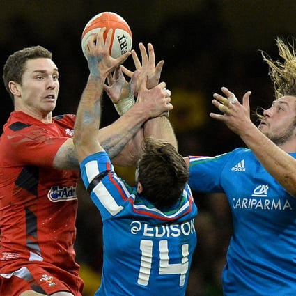 George North in action against Italy. The Welsh winger will pass a significant milestone on Saturday when he makes his 50th international appearance. Photos: AFP